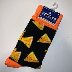 Juncture Black and Orange Pizza Socks